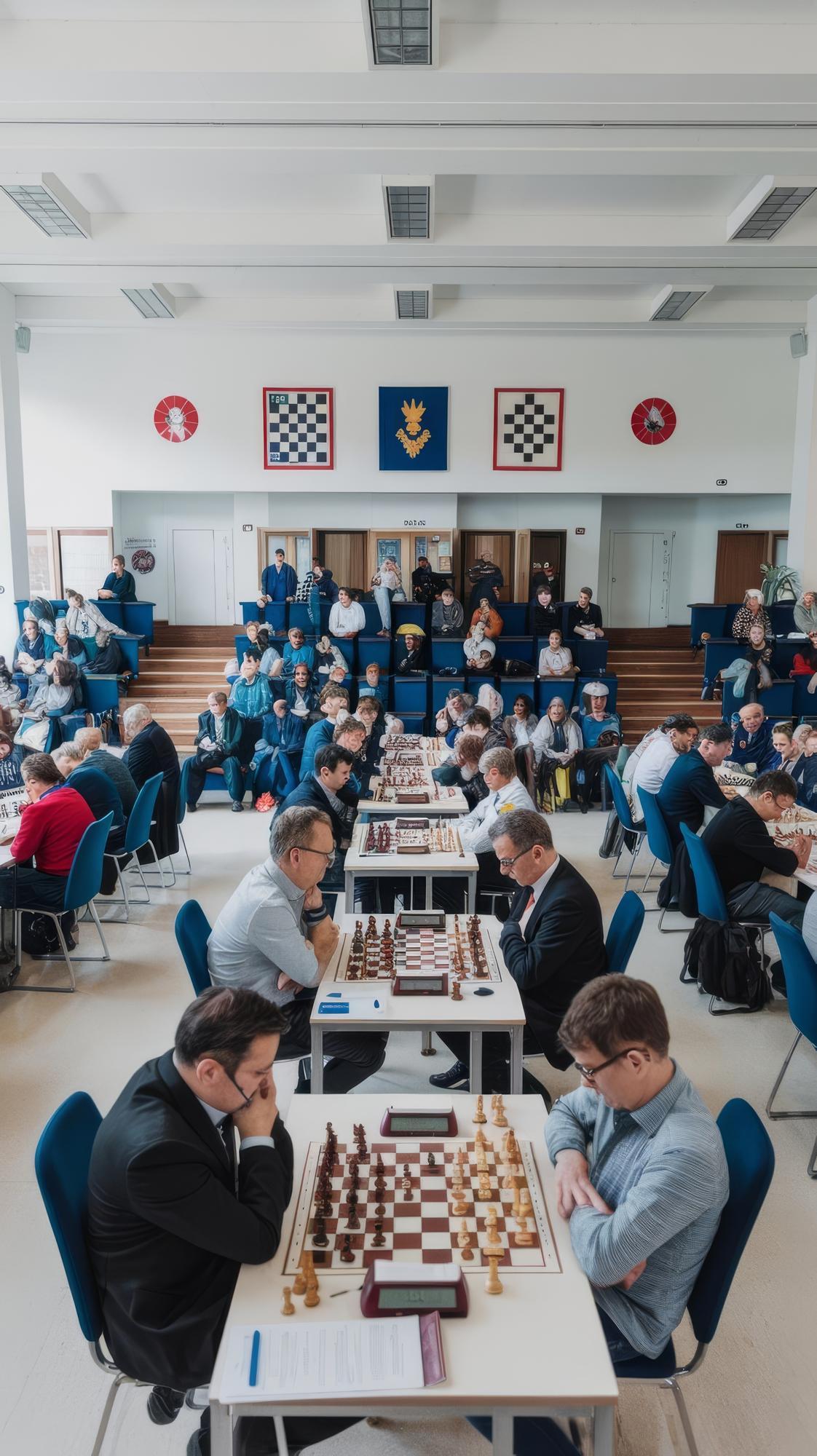Jogadores concentrados durante um torneio de xadrez